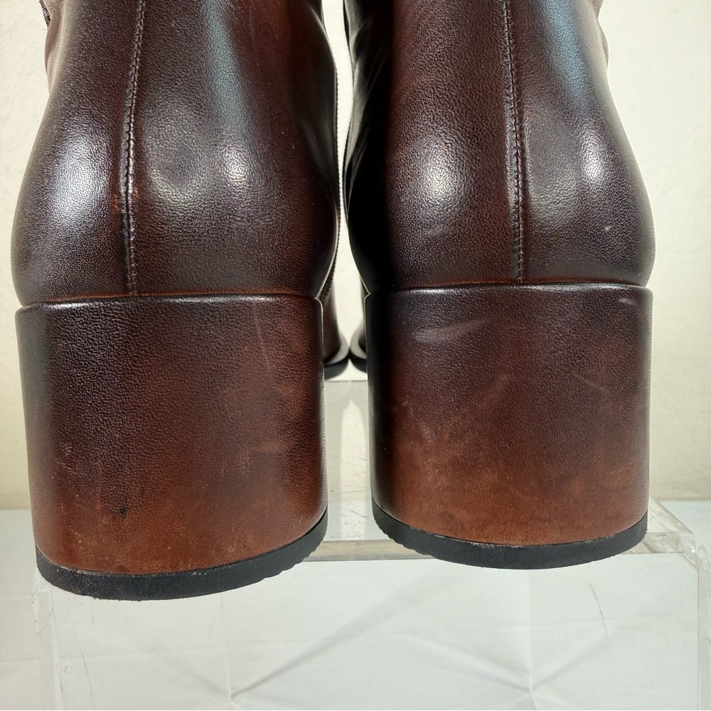 Ecco Shape 35 Danish Block Heels Bison Brown Ankle Boots Booties Size 10 - Picture 6 of 16